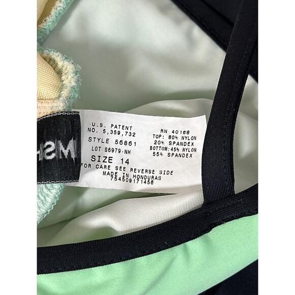 Miraclesuit Trimshaper Colorblock Ruched Sides One-Piece Slimming Swimsuit Sz 14 - Picture 9 of 10